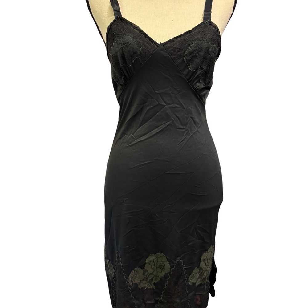Vintage Elegant Black Lace Slip Dress